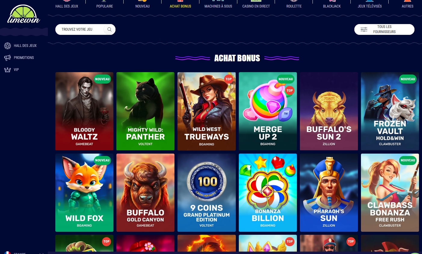 Liste des jeux à bonus