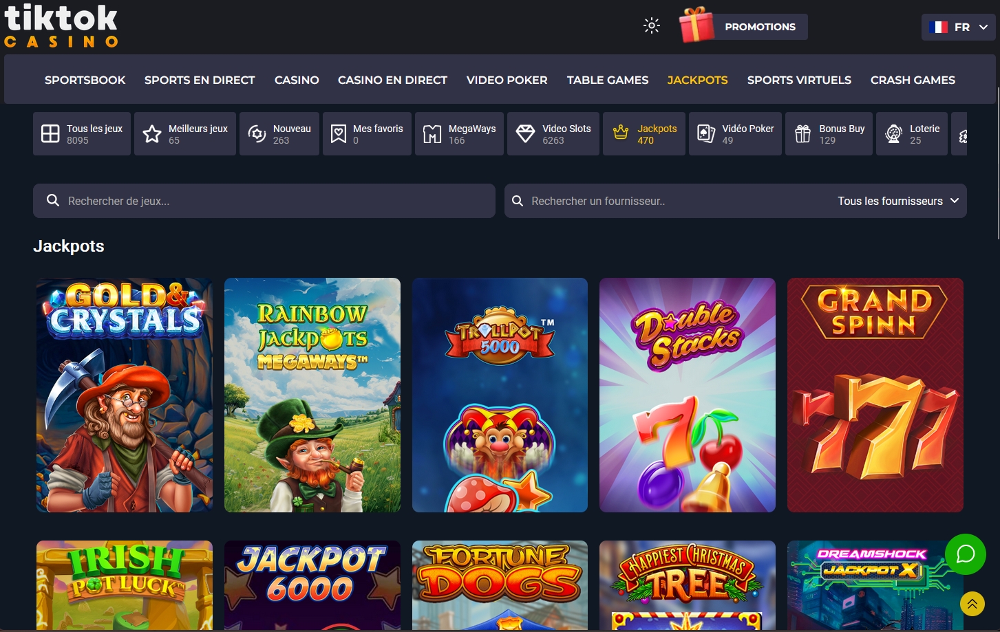 Les jackpots chez TiktokCasino